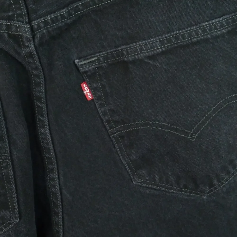 Levis 501 Jeans Mens 36 x 34‎ Black Rigid Denim Button Fly Straight Leg Classic